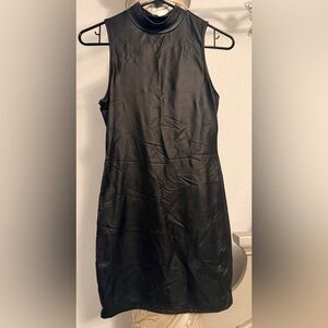 Sleek Black Sleeveless pleather Dress